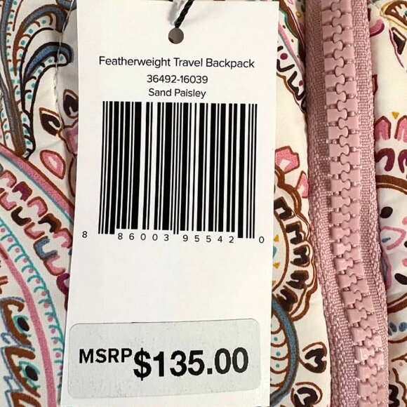 Vera Bradley Featherweight Travel Backpack in Sand Paisley - Picture 6 of 8